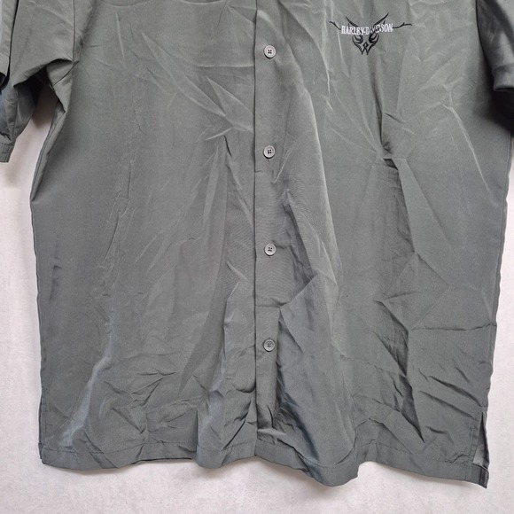 Vintage Harley Davidson Mens XL Casual Button-Up Short Sleeve Shirt Dagger Gray - Picture 6 of 9